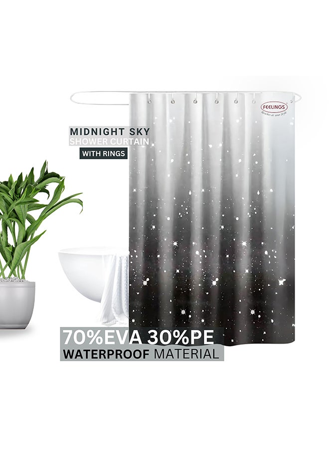 Feelings - FEELINGS SHOWER CURTAIN WITH 12PCS HOOK RINGS (MIDNIGHT SKY) - Image 1