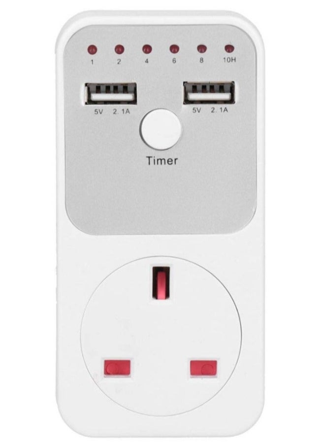 Generic - Countdown Timer Socket, USB Smart Digital Countdown Timer Socket, Programmable Switch Timer, Automatic Timer Switch, for Home Appliances, Computer Phone Charger (UK Plug) - Image 1
