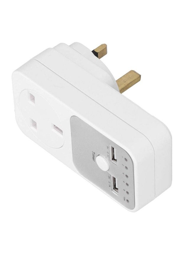 Generic - Countdown Timer Socket, USB Smart Digital Countdown Timer Socket, Programmable Switch Timer, Automatic Timer Switch, for Home Appliances, Computer Phone Charger (UK Plug) - Image 1