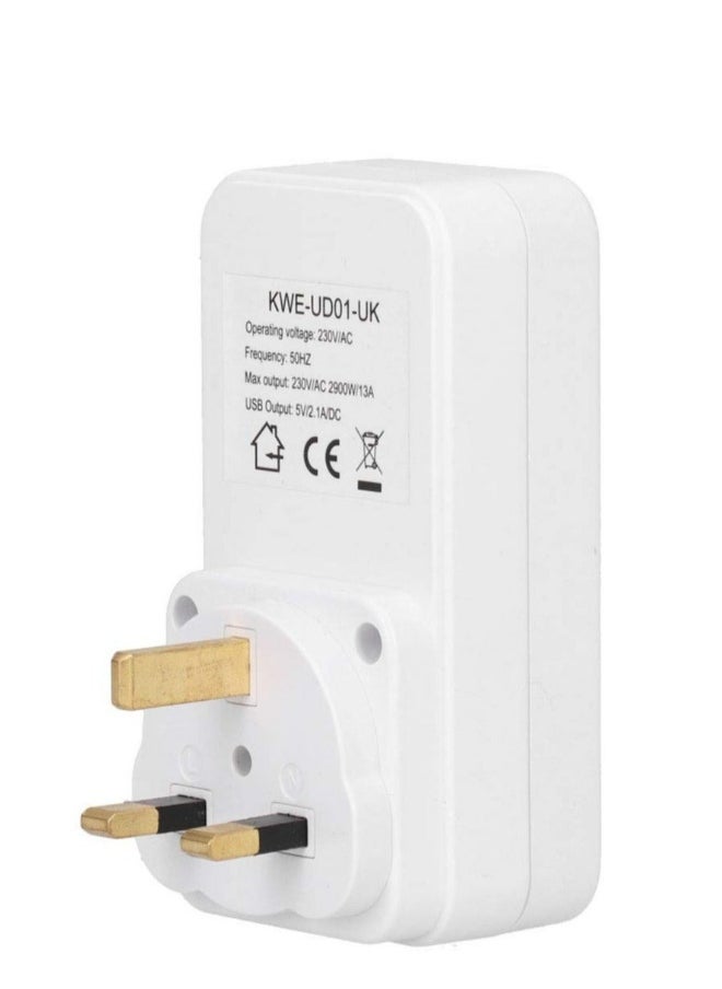 Generic - Countdown Timer Socket, USB Smart Digital Countdown Timer Socket, Programmable Switch Timer, Automatic Timer Switch, for Home Appliances, Computer Phone Charger (UK Plug) - Image 1
