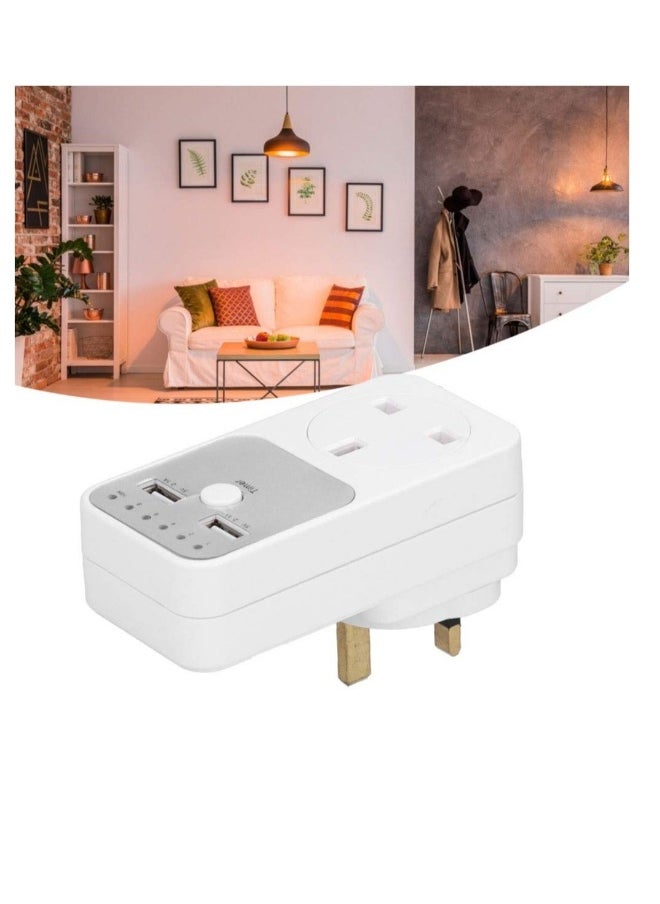 Generic - Countdown Timer Socket, USB Smart Digital Countdown Timer Socket, Programmable Switch Timer, Automatic Timer Switch, for Home Appliances, Computer Phone Charger (UK Plug) - Image 1