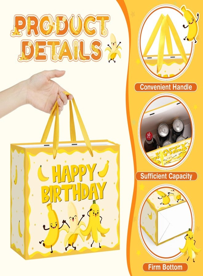 Woosytoo Funny Banana Birthday Gift Bag for Kids Baby Cartoon Banana Themed Birthday Wrapping Paper Bag with Greeting Card for Toddler Fruit Birthday Baby Shower Preschool Classroom Party Decorations - Image 5