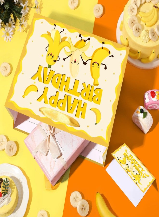 Woosytoo Funny Banana Birthday Gift Bag for Kids Baby Cartoon Banana Themed Birthday Wrapping Paper Bag with Greeting Card for Toddler Fruit Birthday Baby Shower Preschool Classroom Party Decorations - Image 2