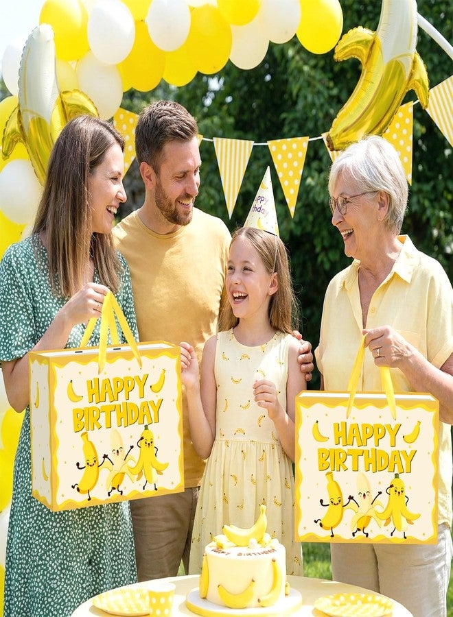 Woosytoo Funny Banana Birthday Gift Bag for Kids Baby Cartoon Banana Themed Birthday Wrapping Paper Bag with Greeting Card for Toddler Fruit Birthday Baby Shower Preschool Classroom Party Decorations - Image 4