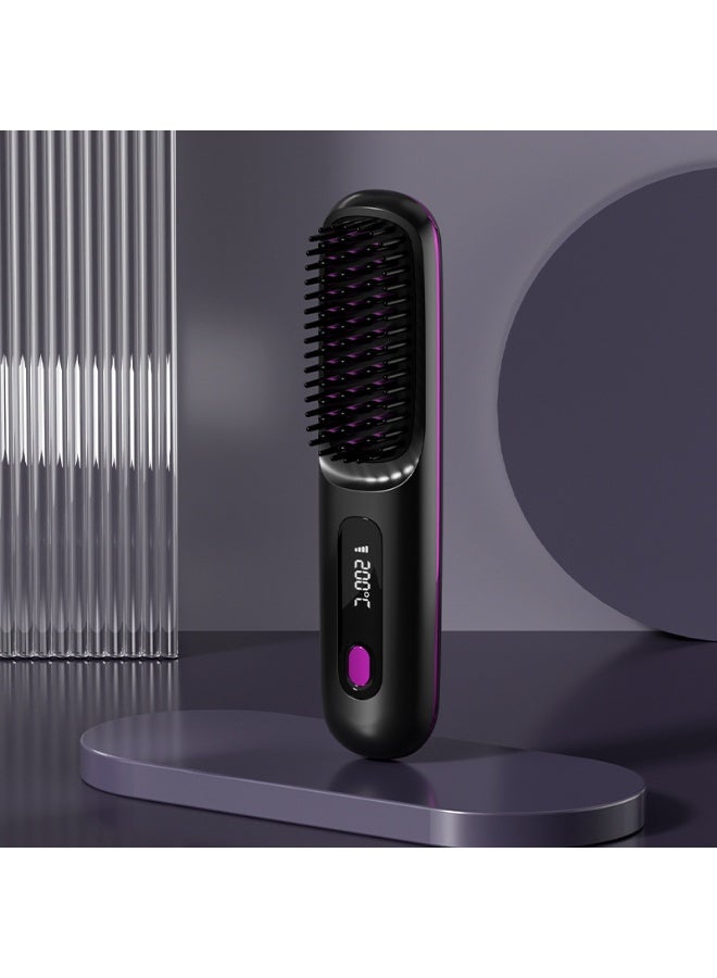 هالامين فرشاة تصفيف الشعر، فرشاة فرد الشعر USB ， فرشاة كهربائية لاسلكية متعددة الوظائف، فرشاة تمليس الشعر بشاشة LCD متينة، فرشاة شعر حمولة لتمليس الشعر مع 3 إعدادات تسخين - Image 5