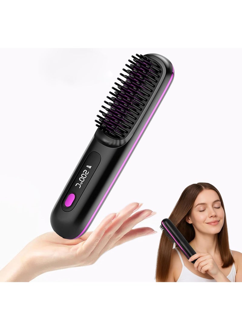 هالامين فرشاة تصفيف الشعر، فرشاة فرد الشعر USB ， فرشاة كهربائية لاسلكية متعددة الوظائف، فرشاة تمليس الشعر بشاشة LCD متينة، فرشاة شعر حمولة لتمليس الشعر مع 3 إعدادات تسخين - Image 1