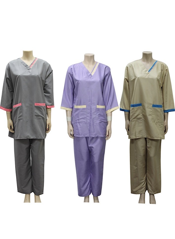 1home - Housemaid Uniform Maid Nanny Scrub Suit 3 piece set - Image 1