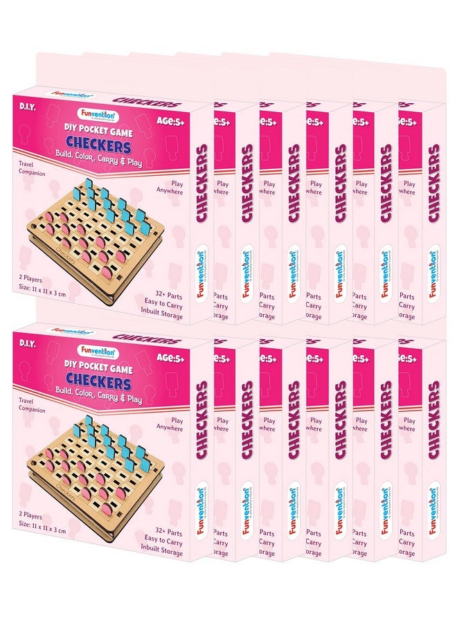 فنفينشين لعبة Funvention - لعبة الداما الصغيرة من Funvention (عبوة من 12 قطعة) - هدايا عيد ميلاد للأطفال من سن 4 سنوات فما فوق، لعبة لوحية تعليمية ممتعة، عبوة للحفلات - Image 1