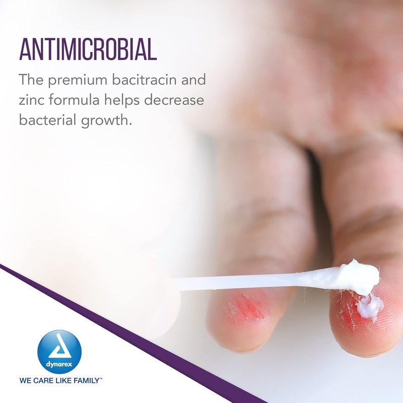 Dynarex مرهم باكيتراسين زنك USP كريم حروق ومرهم مضاد حيوي للجروح الصغيرة وطفح الحفاضات ورعاية الجروح والإسعافات الأولية 09 جرام عبوات 12 صندوق من 144 عبوة - Image 4