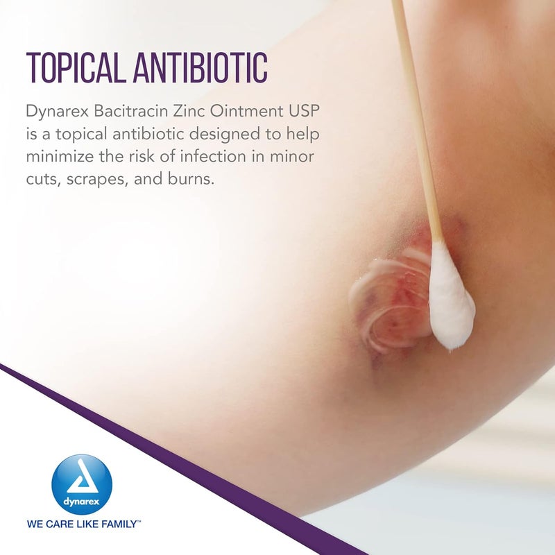 Dynarex مرهم باكيتراسين زنك USP كريم حروق ومرهم مضاد حيوي للجروح الصغيرة وطفح الحفاضات ورعاية الجروح والإسعافات الأولية 09 جرام عبوات 12 صندوق من 144 عبوة - Image 3