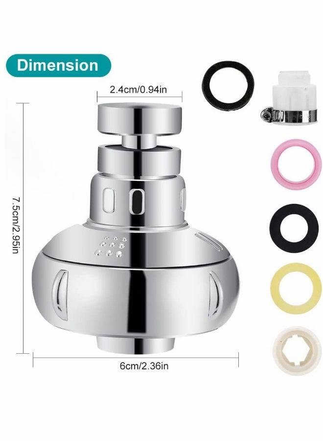 Kitchen Sink Faucet Aerator 360° Rotatable Faucet Sprayer Head 2 Modes Adjustable Sink Attachment with Universal Connector & Spare Gasket Anti-Splash Faucet Nozzle for Kitchen Bathroom Faucet - Image 2