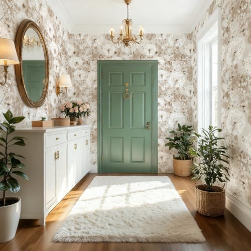 Nukofal Flora Peel and Stick Wallpaper Dandelion Wallpaper Floral Contact Paper 16.9"x118.1" Vintage Brown Wall Paper Peel and Stick Boho Self Adhesive Removable for Cabinet Bedroom Decor Vinyl - Image 4
