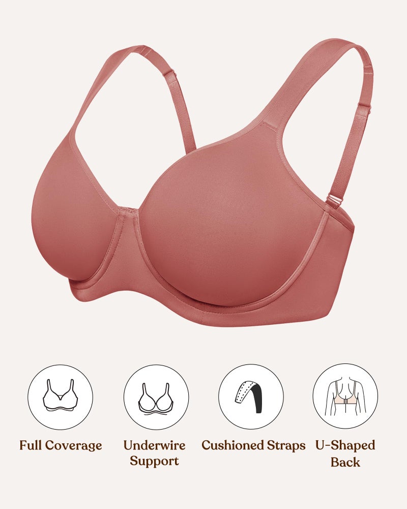 HSIA Bras for Women Minimizer Full Coverage, Plus Size T Shirt Unlined Underwire Smooth Bra, Seamless Cups Joan Ultimate Soft - Image 5
