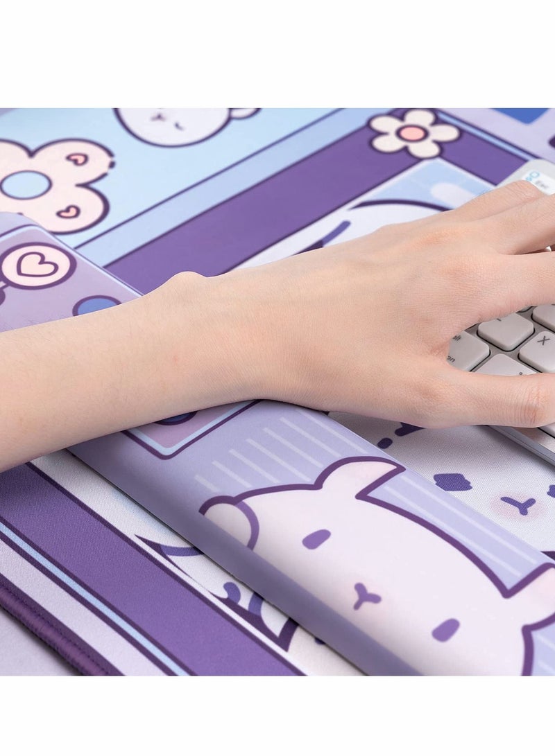 Excefore Large Rabbit Mouse Pad and Wrist Rest Set - 80*44cm Non-Slip Rubber Base Desk Pad for Keyboard and Mouse Perfect for Gaming or Home Office Work (Mouse Pad and Wrist Rest)  - Image 2