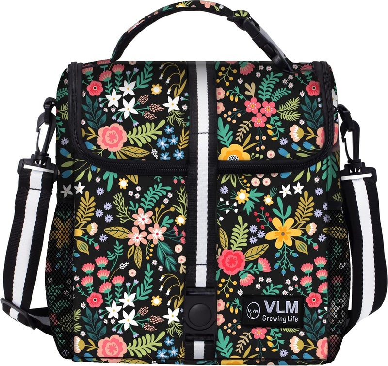 VLM Lunch Box for Women Insulated Lunch Bag Women with Adjustable Shoulder Strap Cute Lunch Tote Bag for WorkPicnicCamping