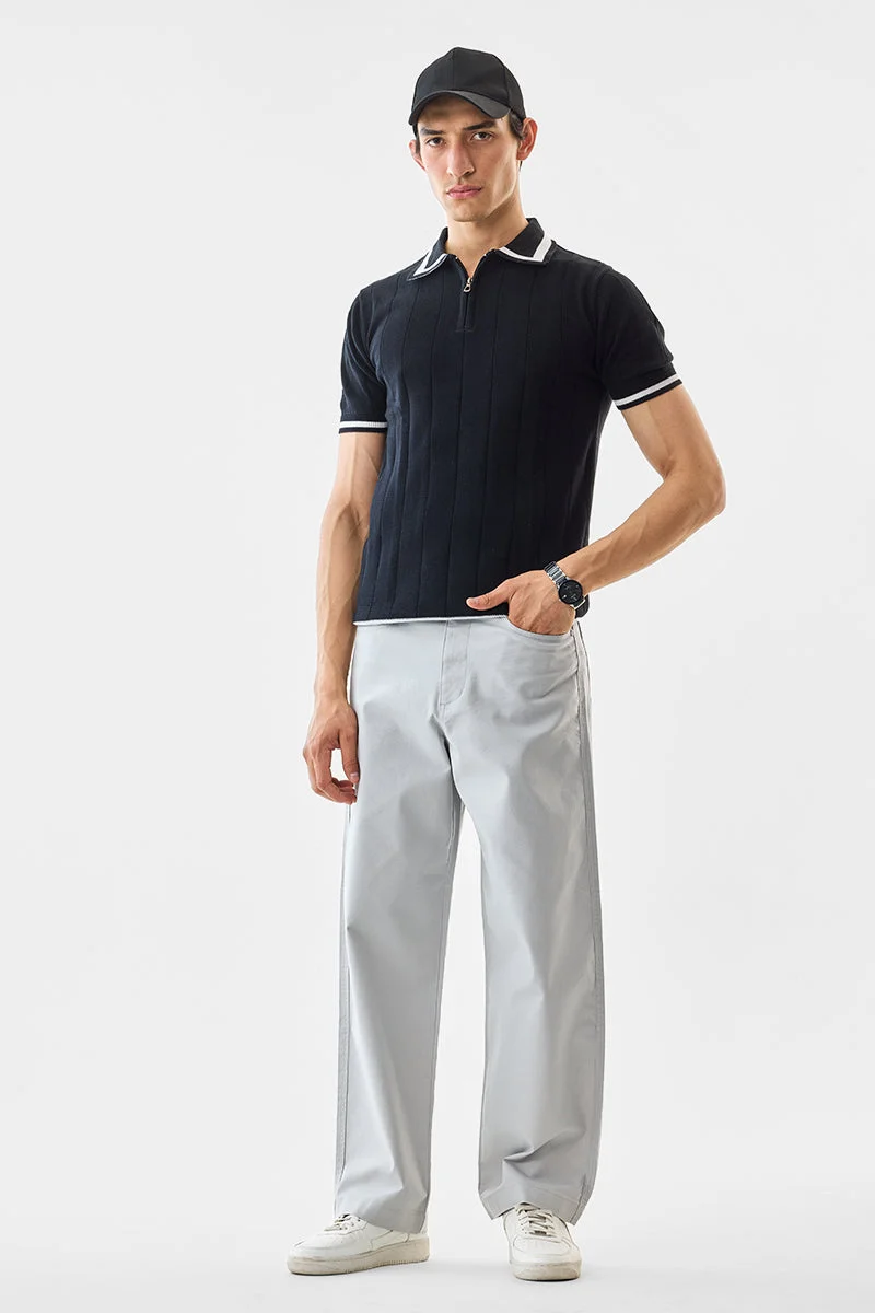 سنيتش Light Grey Solid Loose Fit Casual Trousers