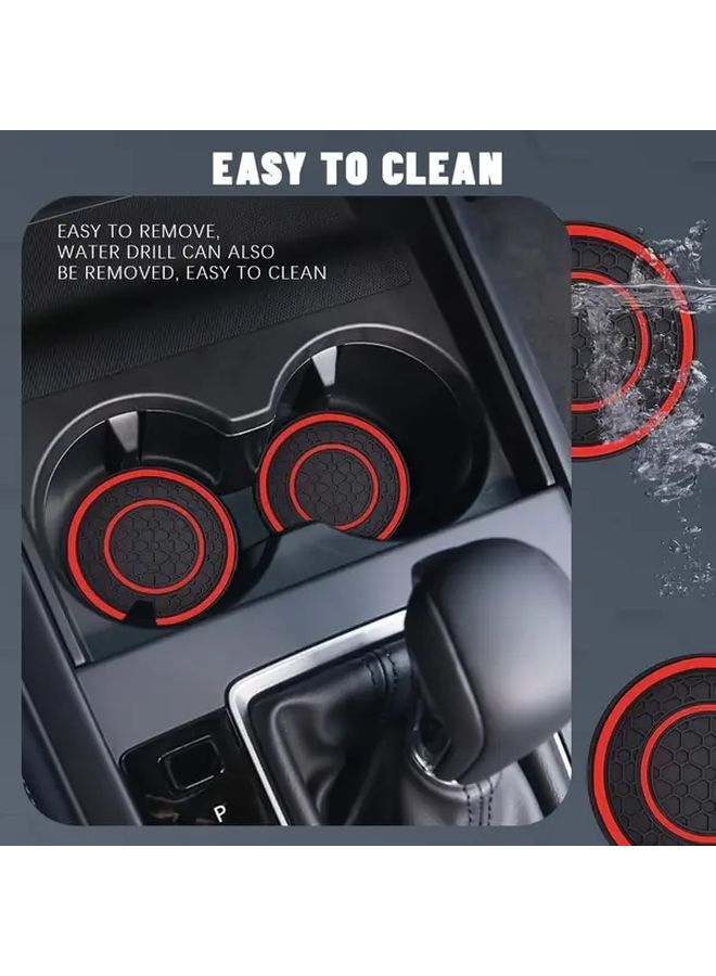 2pcs Blue Advanced Silicone Anti Slip Insulation Car Cup Holder Coasters 2.75 Inch Non Slip Dustproof Heat Resistant Console Inserts For Urban Vehicles Durable Spill Prevention Mat Automobile Interior Accessories - Image 2