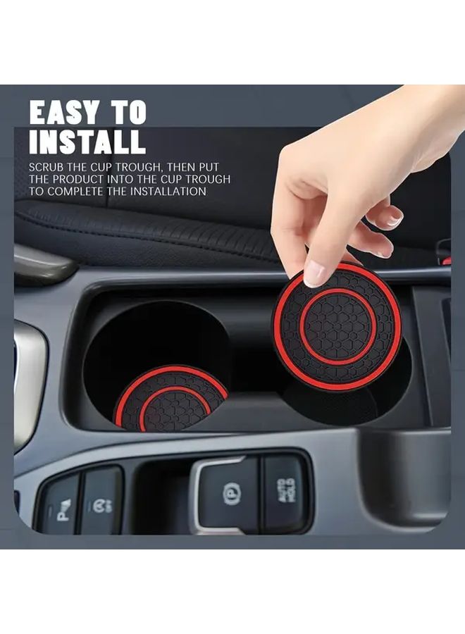 2pcs Blue Advanced Silicone Anti Slip Insulation Car Cup Holder Coasters 2.75 Inch Non Slip Dustproof Heat Resistant Console Inserts For Urban Vehicles Durable Spill Prevention Mat Automobile Interior Accessories - Image 3