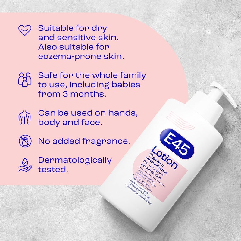 E45 Dermatological Moisturising Lotion, 500 ml - Image 3