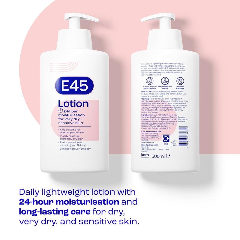 E45 Dermatological Moisturising Lotion, 500 ml - Image 2