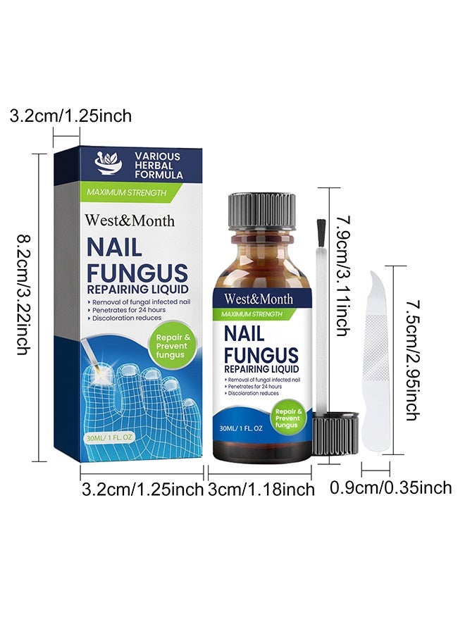 West&Month Nail Repairing Liquid - Speedy and Effective Approach to Toenail Issues - Combating Thick, Discolored Nails - Powerful Solution for Addressing Yellow and Brown Nails - for Thick, Broken, Discolored & Damaged Nail - 30ML - Image 2