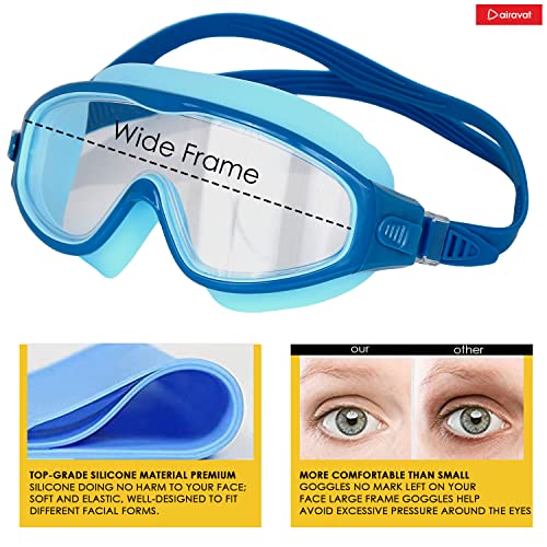 AIRAVAT Macho swimming goggles for Kids Children Teens, polycarbonate goggles, Anti-Fog, Anti-UV, Wide View Swimming Goggles, Free size (Blue) - Image 5