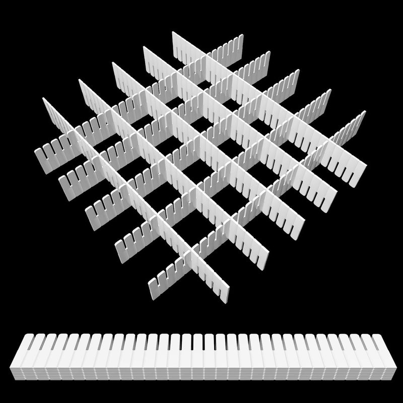 DUTWROY 30Pcs Adjustable Drawer Dividers, Minimalist White Plastic Organizer, 40x5cm, DIY Grid, Perfect for Socks, Underwear, Makeup, Cosmetic, Clothes - Image 1