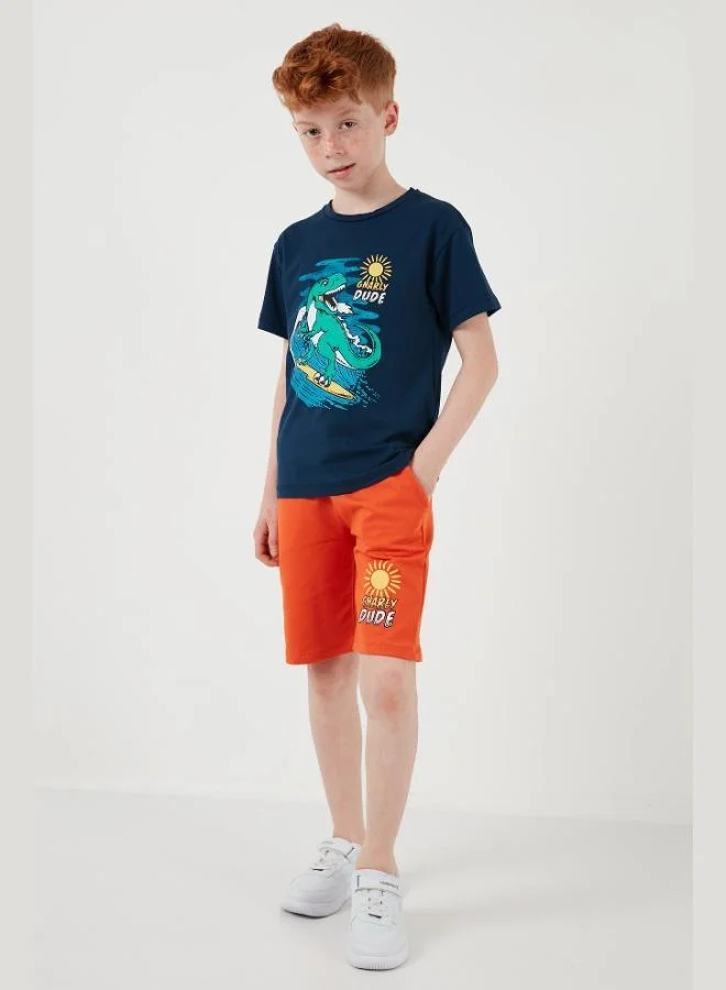 Lela  Lela Cotton Regular Fit Crew Neck Shorts Bottom-Top Set Boy SET 6212019 for Men | Best Price UAE