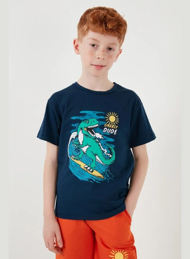 Lela  Lela Cotton Regular Fit Crew Neck Shorts Bottom-Top Set Boy SET 6212019 for Men | Best Price UAE