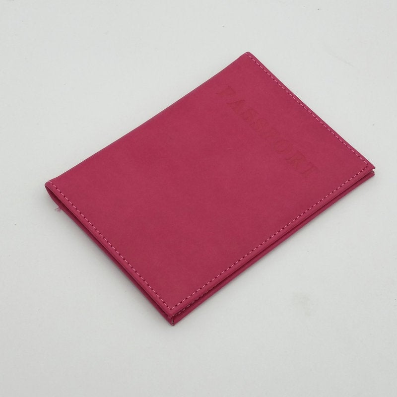 Faux Leather Passport Holder Multifunctional Card Case Rose 