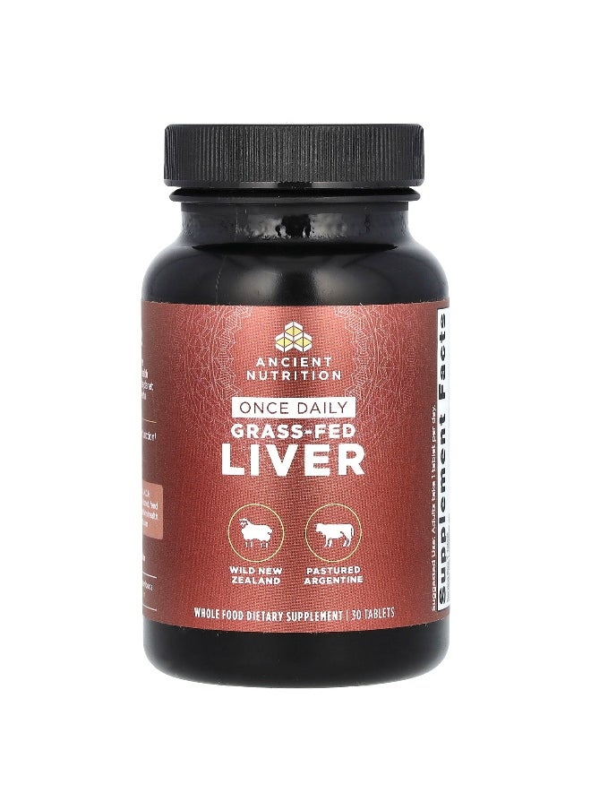 Ancient Nutrition - Ancient Nutrition, Once Daily Grass-Fed Liver, 1 g, 30 Tablets - Image 1