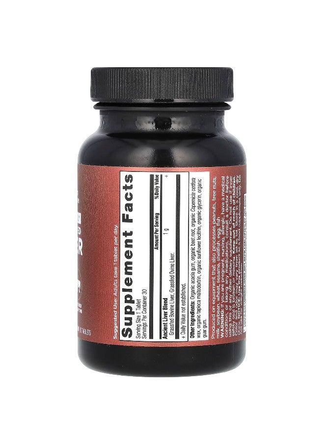 Ancient Nutrition - Ancient Nutrition, Once Daily Grass-Fed Liver, 1 g, 30 Tablets - Image 1