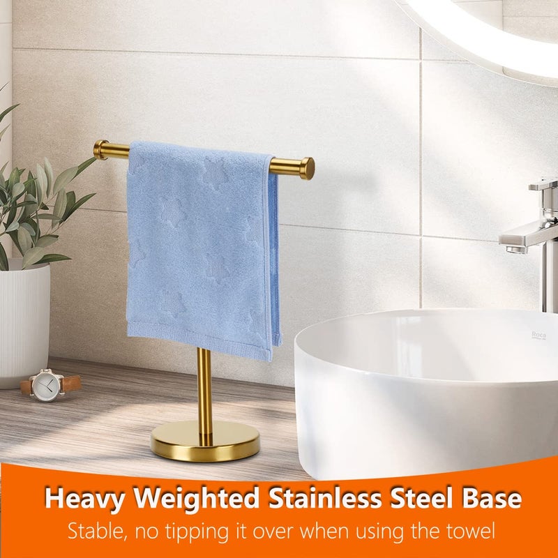Kalitro Gold Towel Rack Hand Towel Stand, Bathroom Towel Holder Stand SUS304 Stainless Steel (Gold) - Image 3