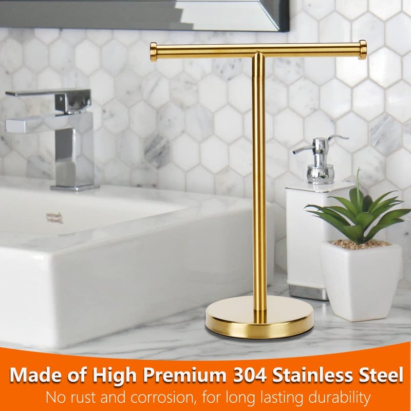 Kalitro Gold Towel Rack Hand Towel Stand, Bathroom Towel Holder Stand SUS304 Stainless Steel (Gold) - Image 2