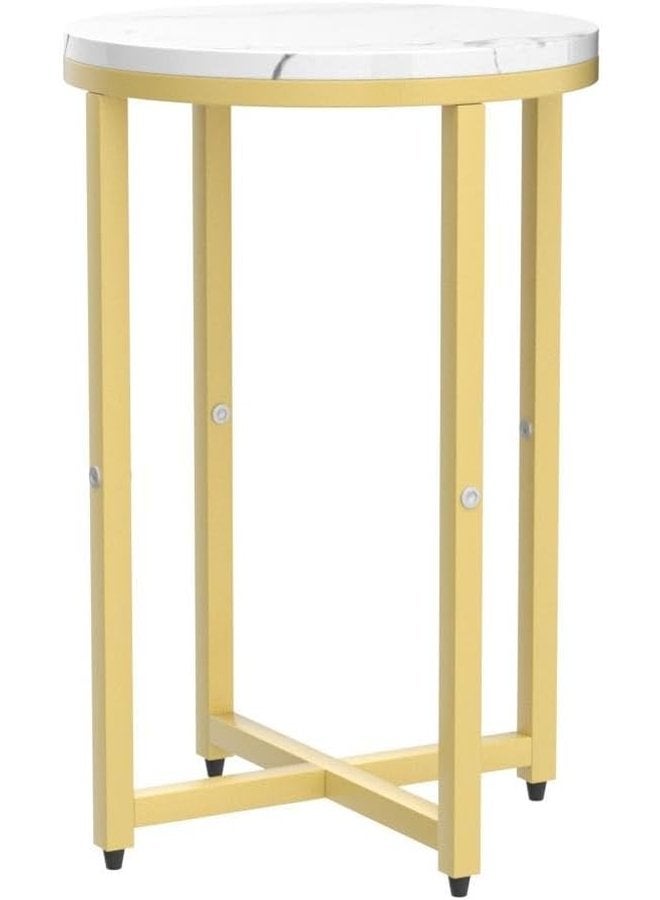 ليون هوم ترابيزه جانبيه  معدن - خشب 40x40x62 سم-ذهبي * ابيض - Image 4