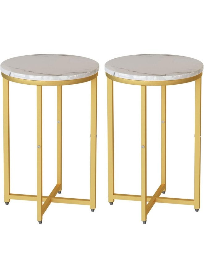 ليون هوم ترابيزه جانبيه  معدن - خشب 40x40x62 سم-ذهبي * ابيض - Image 3