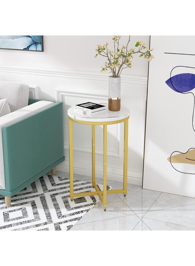 ليون هوم ترابيزه جانبيه  معدن - خشب 40x40x62 سم-ذهبي * ابيض - Image 5