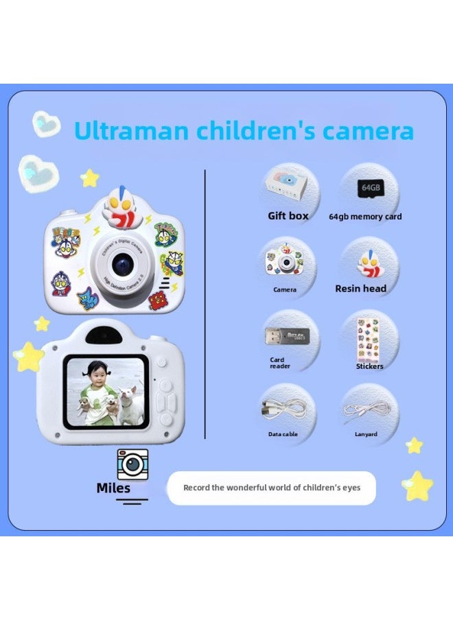 Generic Children's Cartoon Camera HD Double Photographable Video Children's Song Birthday Gift Travel-Body Color:Ultraman Men's Style [video + Children's Songs + Filters + Games] 3-year Warranty - 64g [free Luxury Gift Pack] Free Bang Gift Pack + Gift Bag  - Image 1