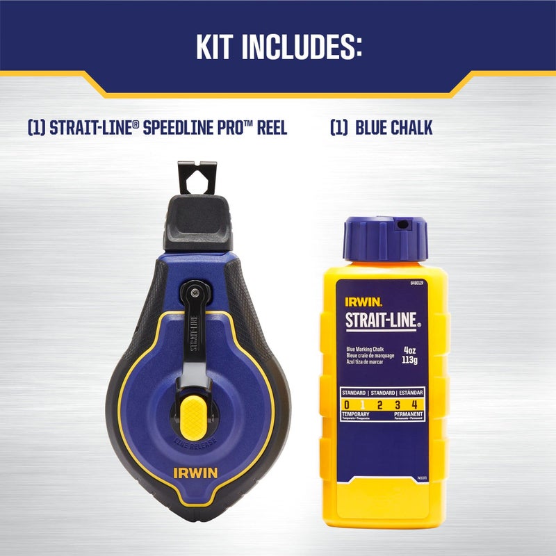 IRWIN Tools STRAIT-LINE Chalk Line, Speedline Pro Reel, Blue, 100 ft. (IWHT48443BC) - Image 3