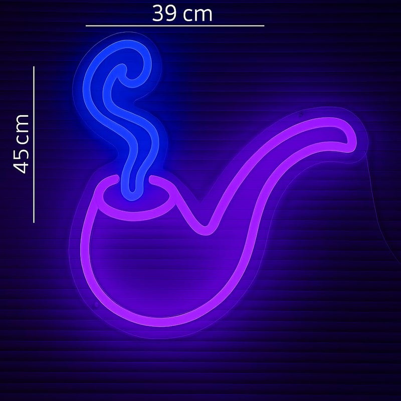 Horoof Home Retro Pipe Neon LED Wall Light - 45x39cm Acrylic Artwork with Blue and Purple Glow for Bar, Lounge, or Home Decor - Image 2