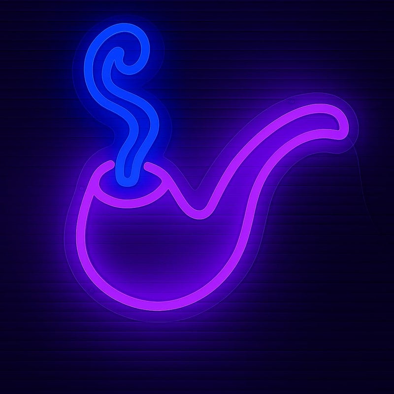 Horoof Home Retro Pipe Neon LED Wall Light - 45x39cm Acrylic Artwork with Blue and Purple Glow for Bar, Lounge, or Home Decor - Image 1