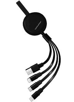 WUW 3 In 1 Universal 3A Usb Fast Charging Retractable Cable With Lightning Usbc And Microusb Plugs Connectors For Iphone And Samsung Ipad And Tablet Macbook And Laptop And Accessories X159 3A Black  - Image 1