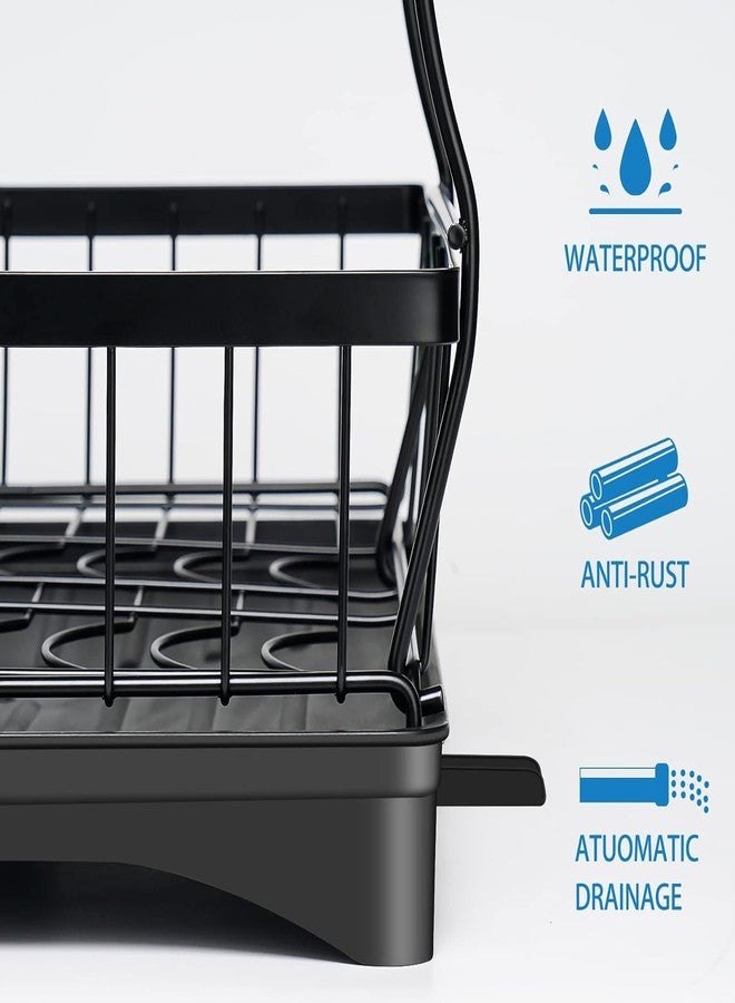 Dratal 2 Tier Dish Drying Rack for Kitchen Counter, Large Capacity Stainless Steel Dish Drainer with Utensil Holder & Drain Tray - Image 5