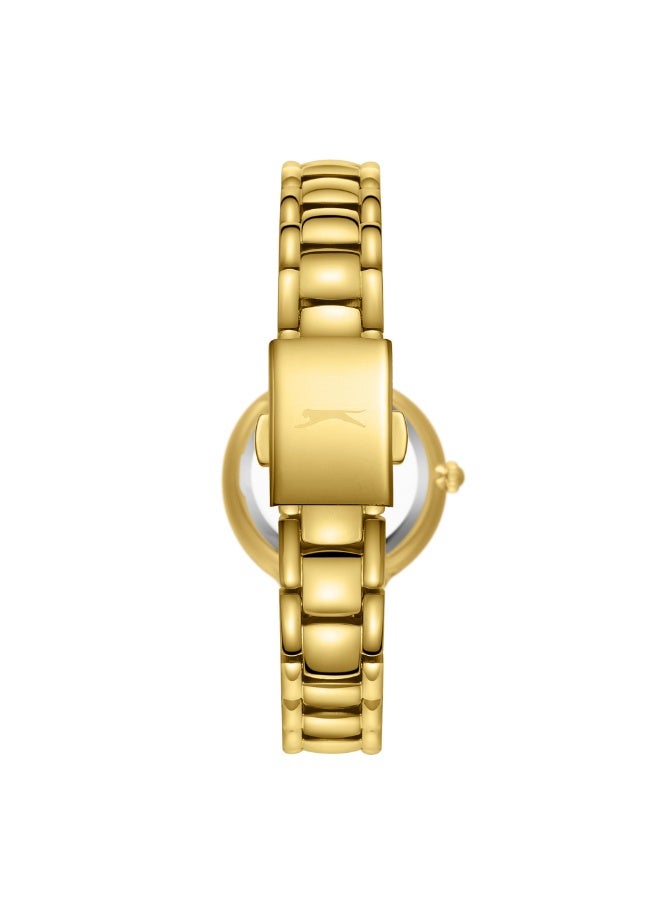 سلازنجر ساعة نسائية بعرض تناظري وسوار معدني ذهبي - Image 4