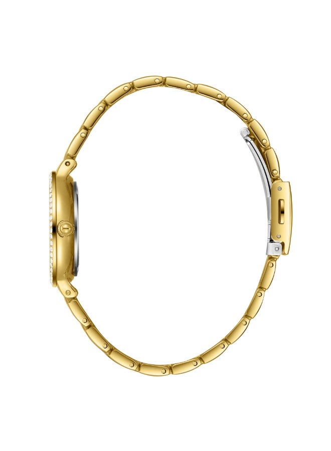 سلازنجر ساعة نسائية بعرض تناظري وسوار معدني ذهبي - Image 3