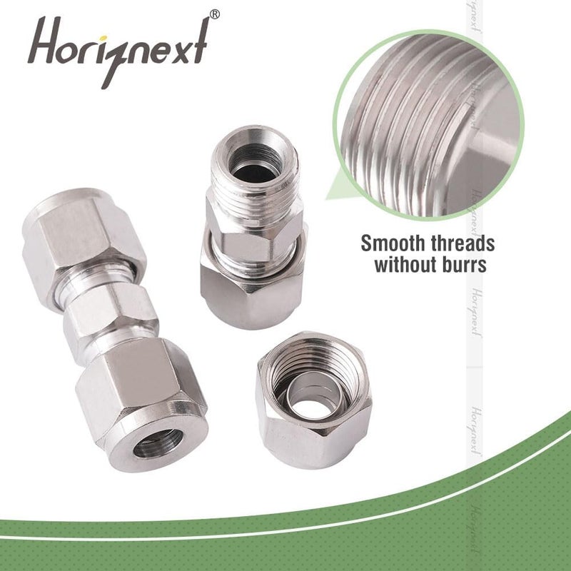 Horiznext 5/16 inch Stainless Steel 304 Compression Fitting for tube, connect air line brass pipe, adapt copper brake hose water fuel system (2 pcs) - Image 3