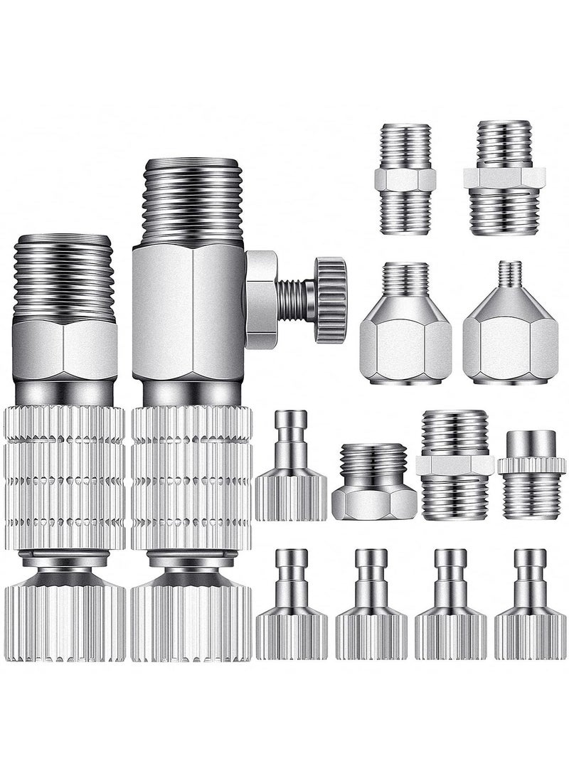 Y&D 15 Pieces Airbrush Adapter Set Quick Release Coupling Disconnect Kit Fitting Connector Female Connectors for Air Compressor and Hose  - Image 1