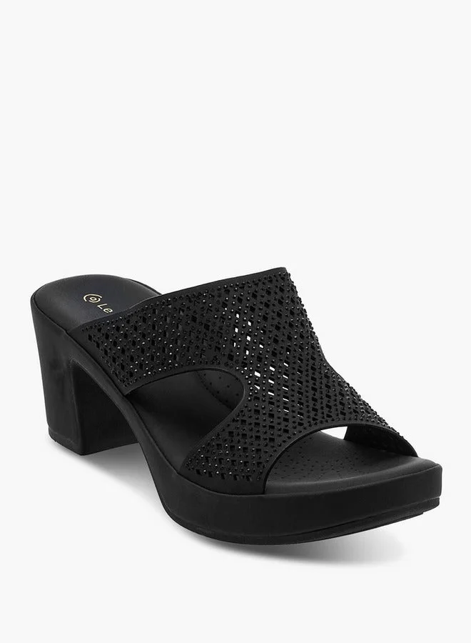 Le Confort Women's Laser Cut Detail Slip-On Sandals with Block Heels