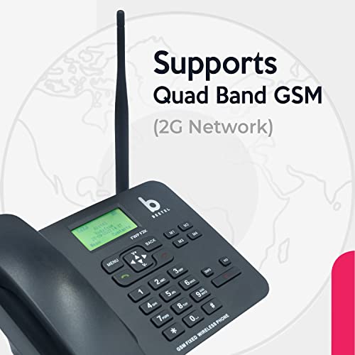 Beetel F2K GSM Fixed Cordless Landline Phone,LCD Display,Supports Quad Band,Dual Sim,Hotline with Keypad Lock,Alarm,Calculator,Calendar,Low Battery Alert,Two-Way Speaker,4 Direct Memory Keys (Black) - Image 3