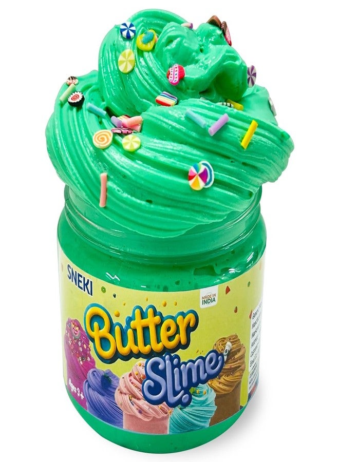 SNEKI Green Apple Scented Butter Slime for Kids 3-10 Years | Soft & Stretchy Engaging Play Kit with Sprinkles & Candy Charms - DIY Slime, Stress-Relief Toy, Birthday Return Gift for Boys & Girls - Image 1